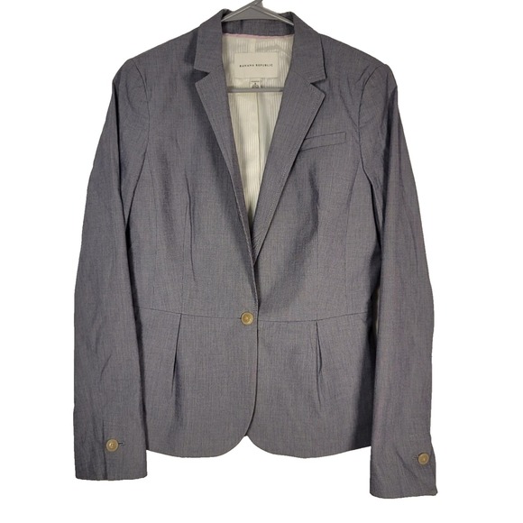 Banana Republic Jackets & Blazers - Banana Republic Blazer Jacket Womens 8 Gray Stretch Tailored One Button Office‎